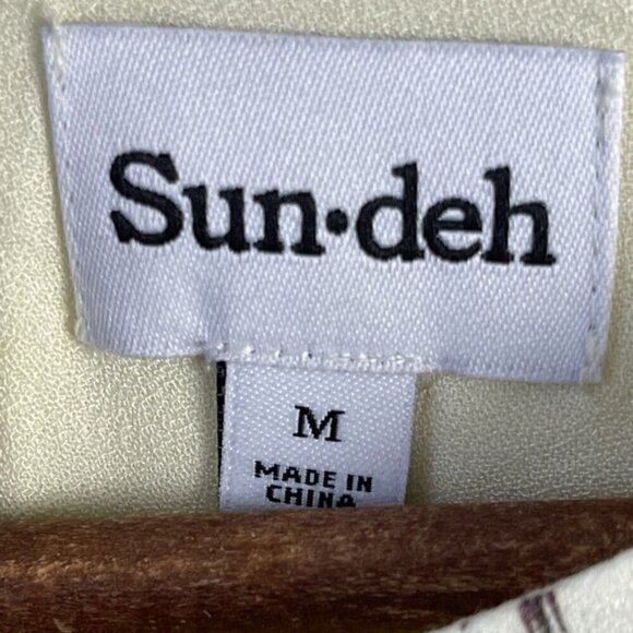 Aritzia SUNDEH Zane puff-sleeve Cottagecore floral butter yellow dress SZ Medium - Picture 10 of 16